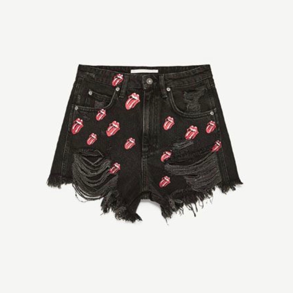 Zara Rolling Stones Jean Shorts
